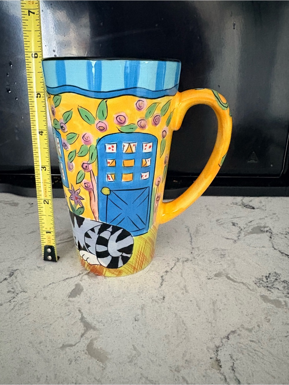 Catzilla by Candace Reiter 2003 Tall Ceramic Mug with Cat Design